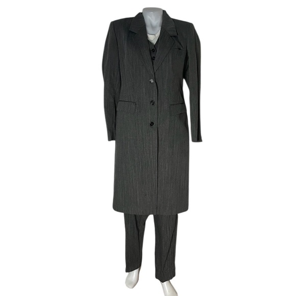 J PETERMAN 3 Piece Pantsuit Longline Jacket Pants Vest Wool Lined Womens VINTAGE - Picture 2 of 16